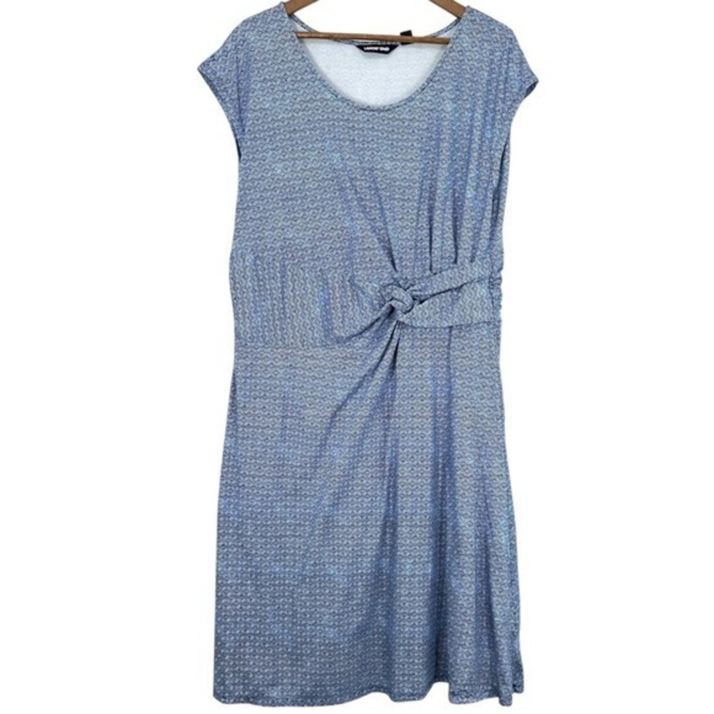 Lands' End Women's Blue‎ Patterned Knit Dress Knee Length 1X Modal Blend Jersey